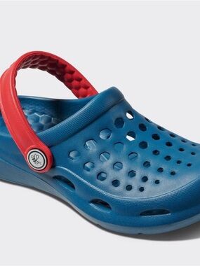 Joybees Kids Blue Foam Clog Sandal with Red Heel Strapx - size 8/9